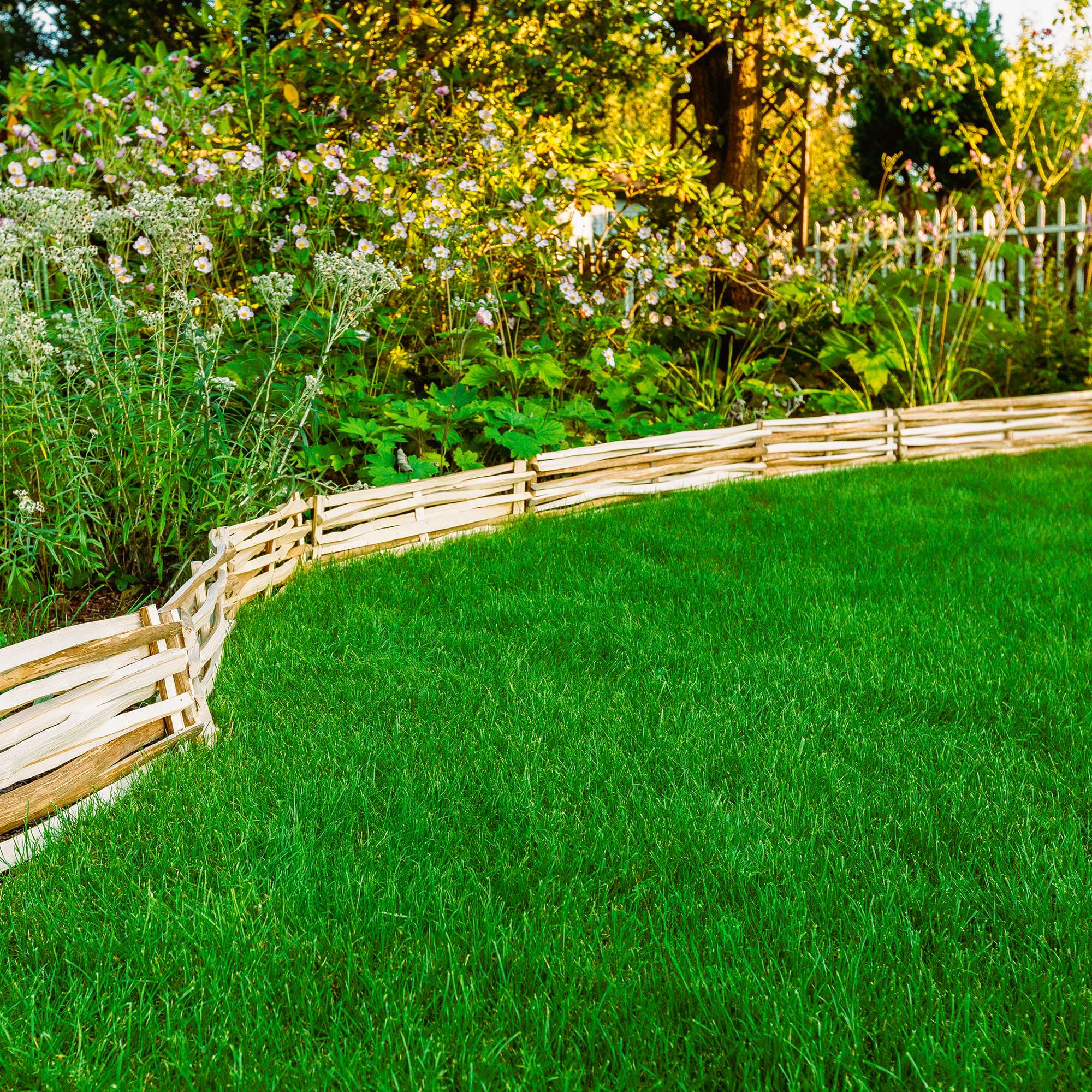 BOGATECO Lot de 3 Bordures de Jardin en Noisetier Naturel - Longueur 60 cm - Hauteur 20 cm - Clôture à Planter - Support de Parterre en Bois - 8