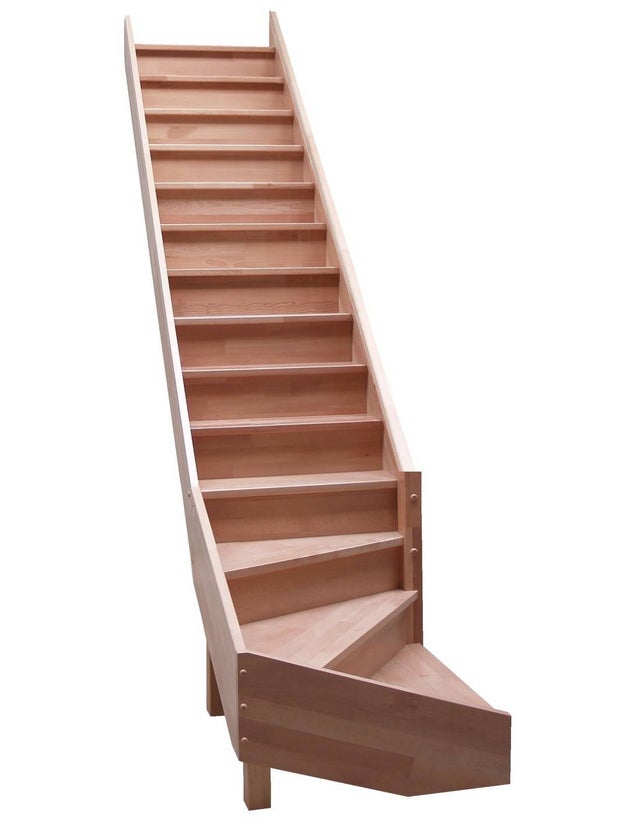 Escalier Quart Tournant Bas Molede Hêtre- Bas à Droite Avec Contremarches H Sol Sol 280 Cm