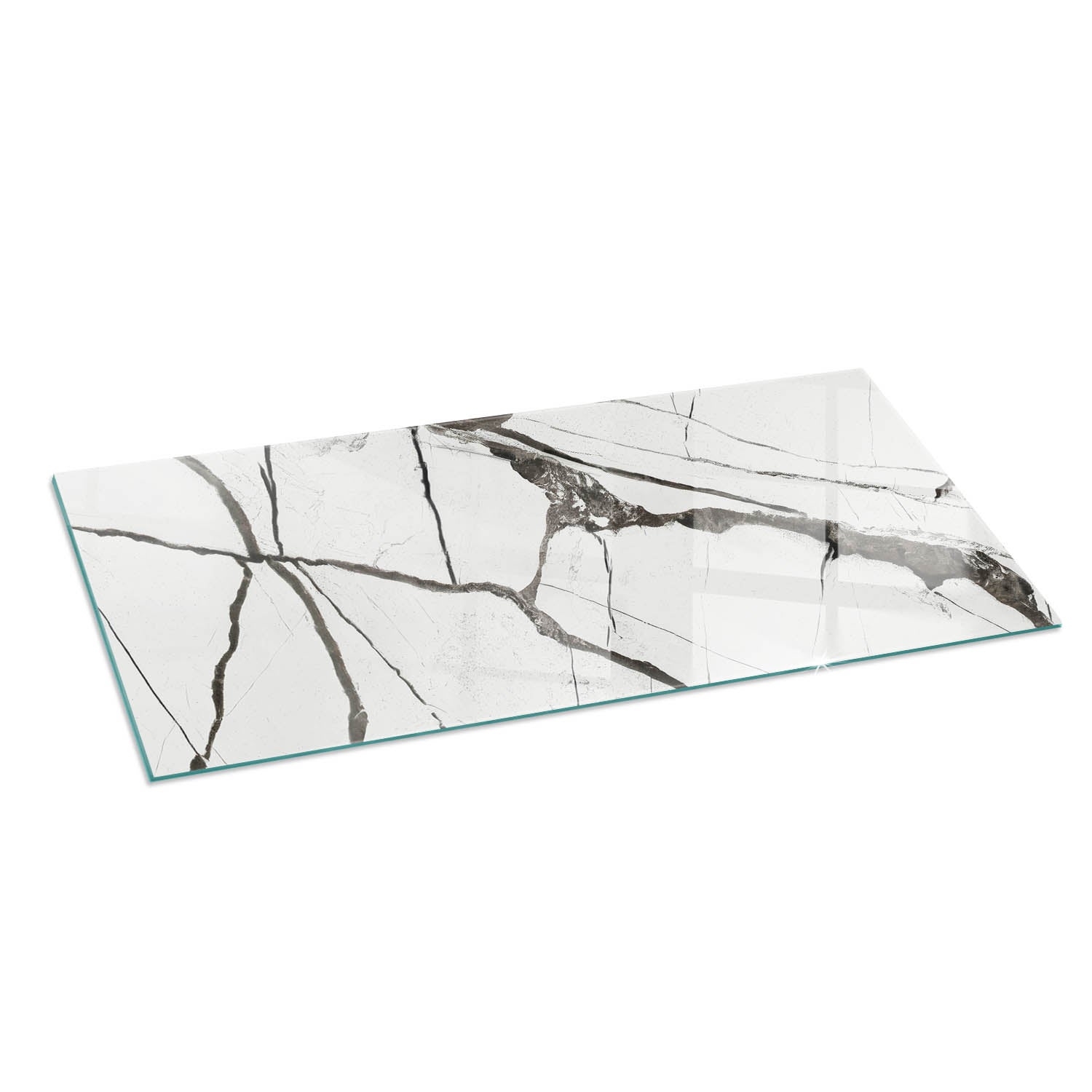 Szkło hartowane na podłogę pod kominek - 125x50 cm - Wzór marmurowych żył - TULUP