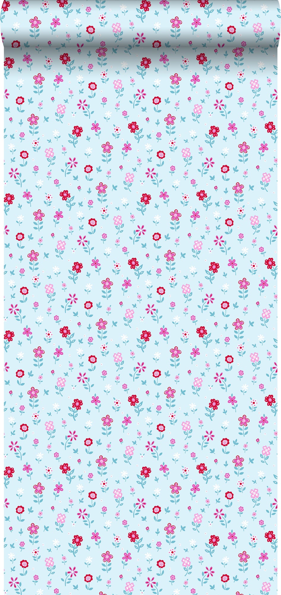 Papel pintado flores turquesa - 53 cm x 10,05 m - estahome