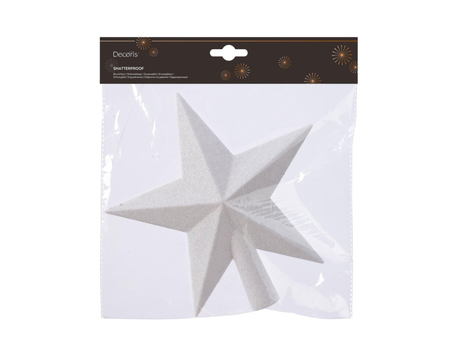 Kaemingk Unbreakable Plastic White Glitter Star Tree Topper 19 cm - 2