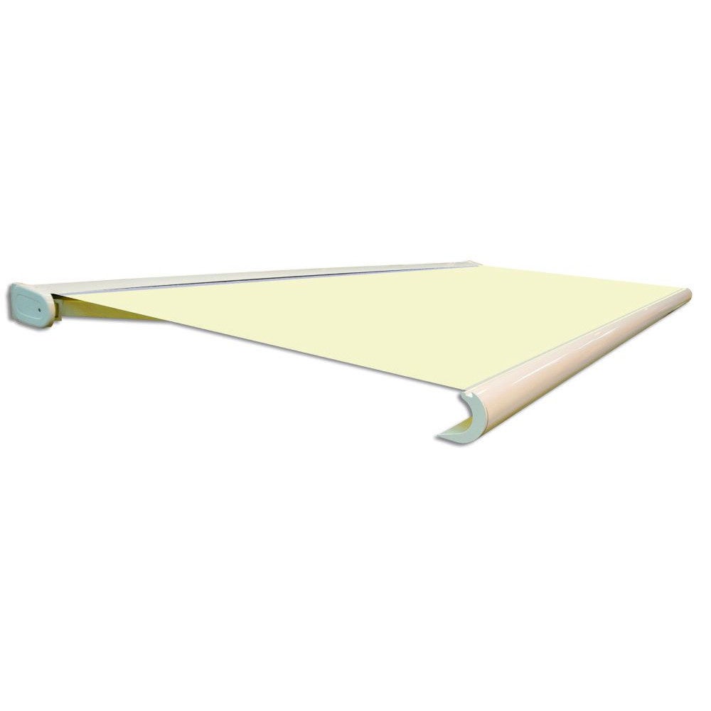 Toldo cofre samoa de 4 m x 3 m con motor, mando a distancia y sistema de emergencia (sesec - crudo - derecha (vista frontal))