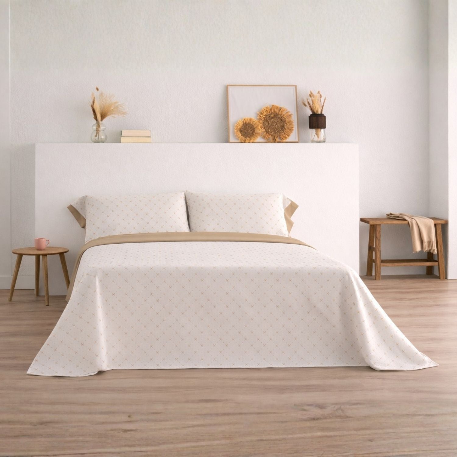 Jogo de Lençóis 144 fios Llac Bege Cama 160cm (4 peças) Donegal Collections - 2