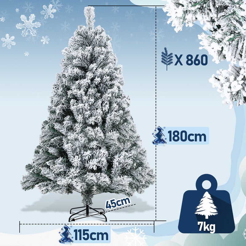 Albero Di Natale Artificiale 180 Cm Con Effetto Neve - 500 Rami In PVC, Supporto Stabile, Riutilizzabile, Per Interni/esterni