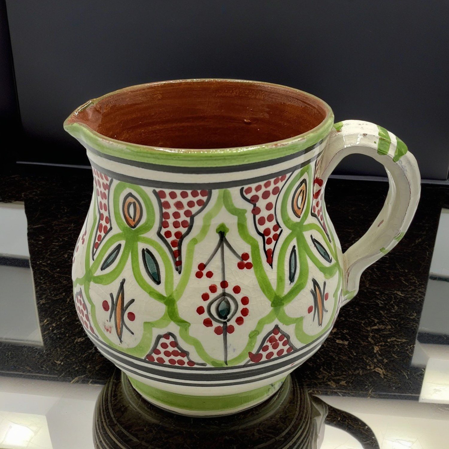 Brocca Ceramica Marocchina Dipinta A Mano 1 Litro Con Tappo - Stile Etnico Per Acqua E Bevande, Artigianale - Foto 7