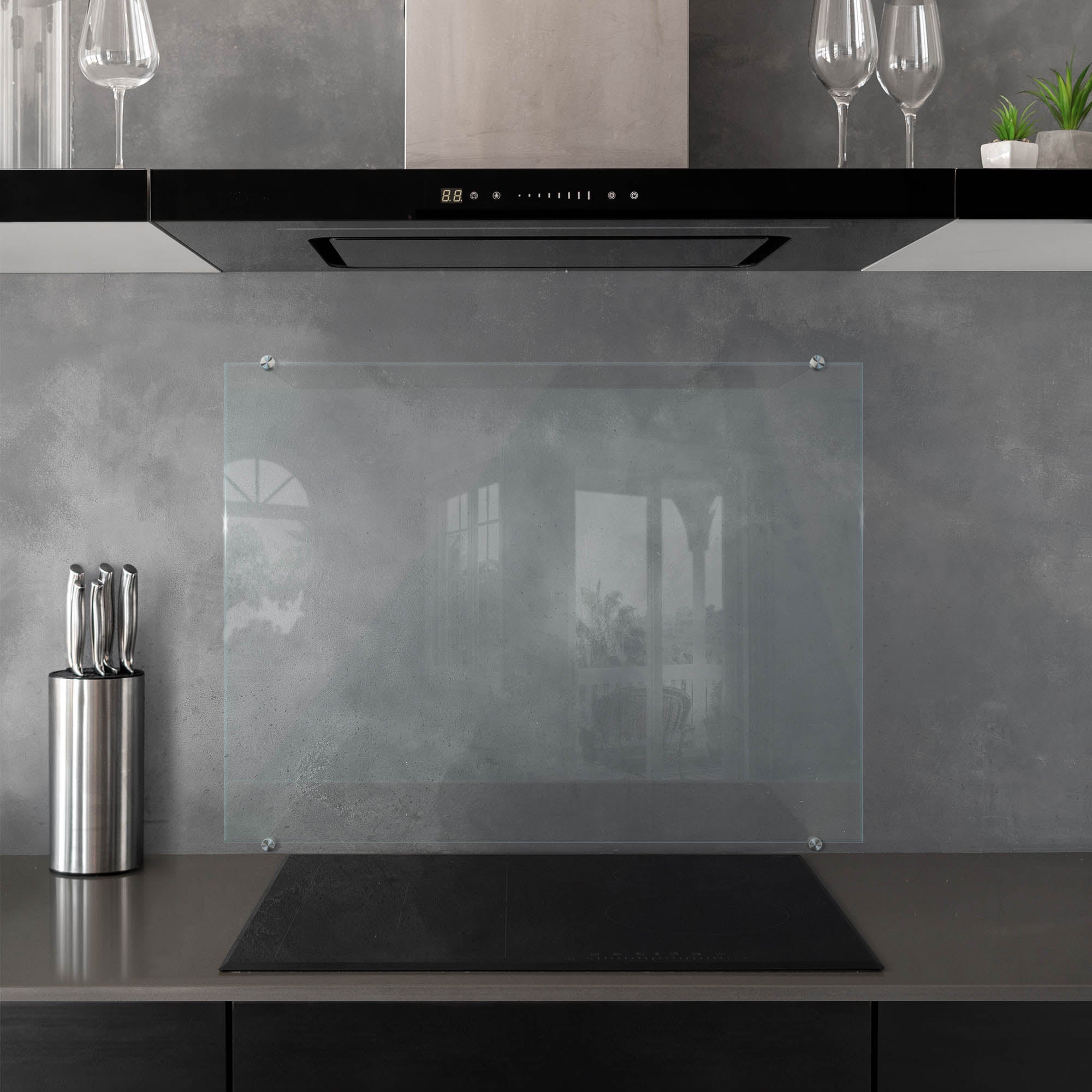 Tomostar - Crédence De Cuisine En Verre Trempé Noir 80x60 Cm - Anti-éclaboussures