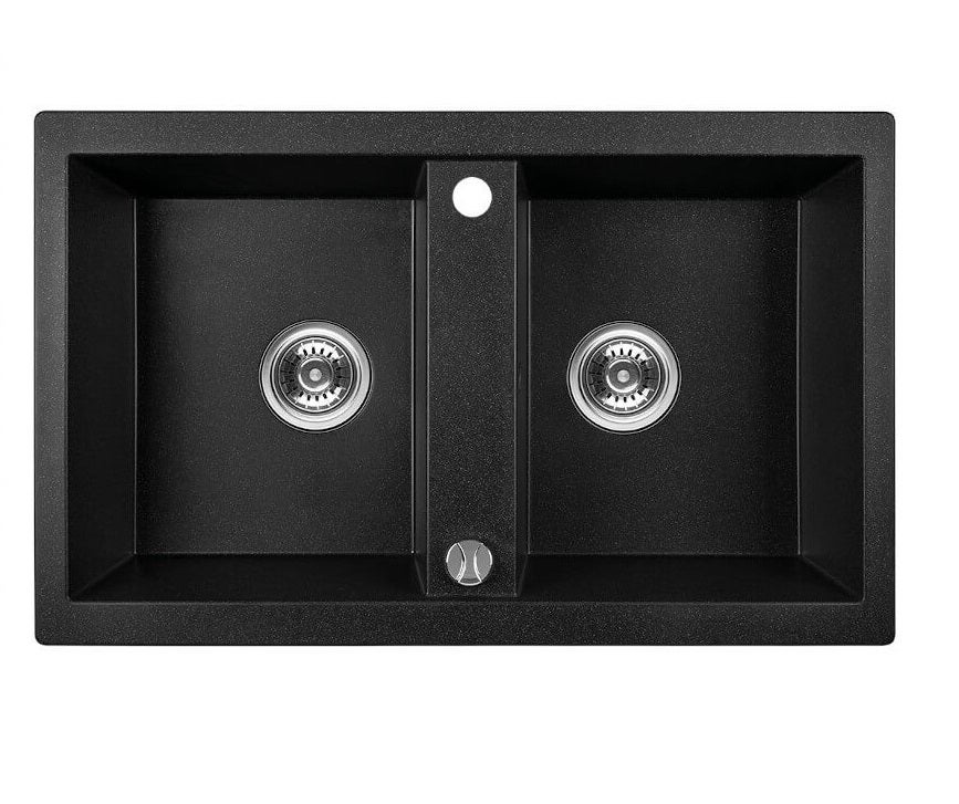 Mexen Diego Fregadero De Granito De 1 Cubeta Con Grifo De Cocina Duo, Negro   6512 77 671701 57 B 96840305