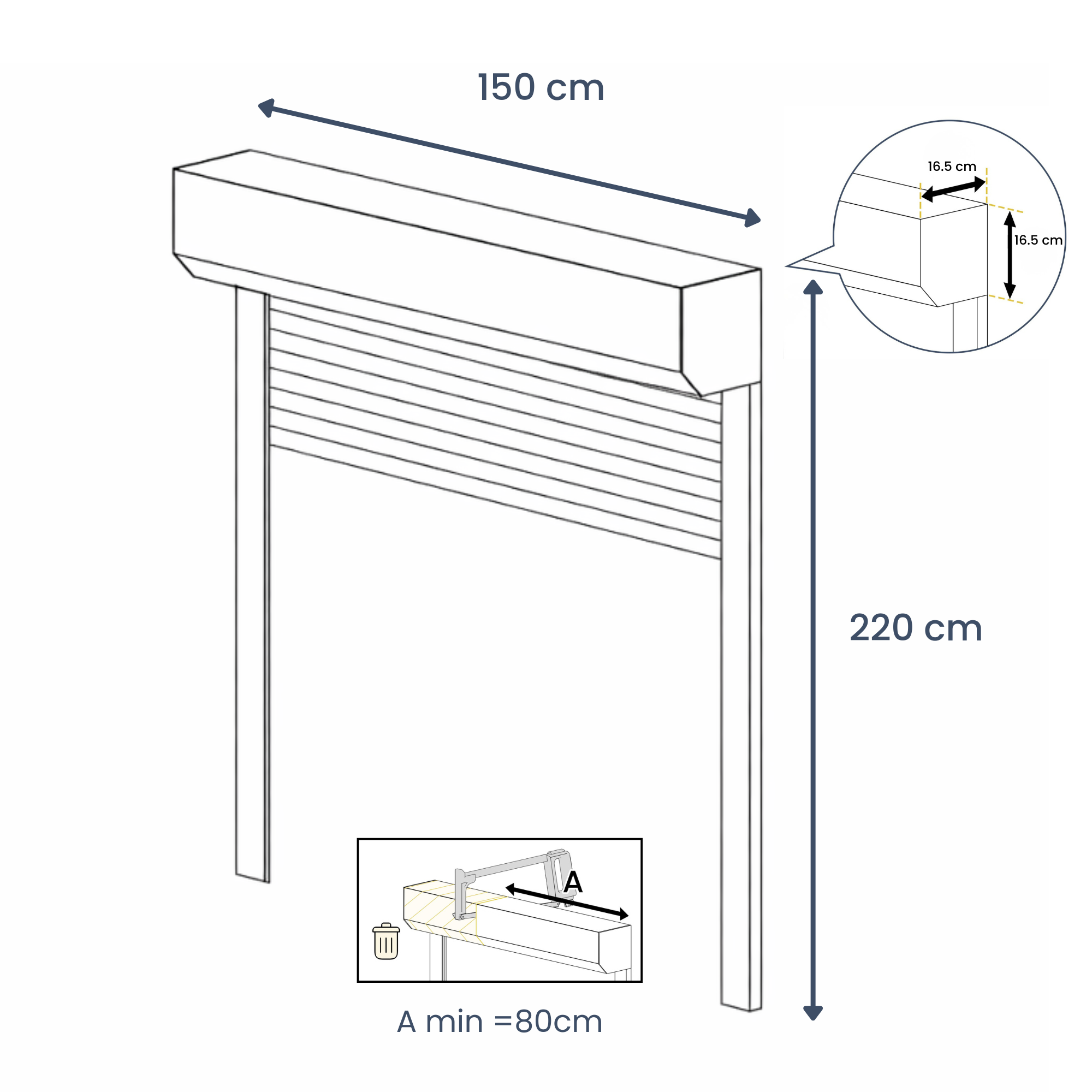 Volet roulant électrique alu. isolé motorisé radio - Recoupable - H.220 x l.150 cm - Blanc - 4