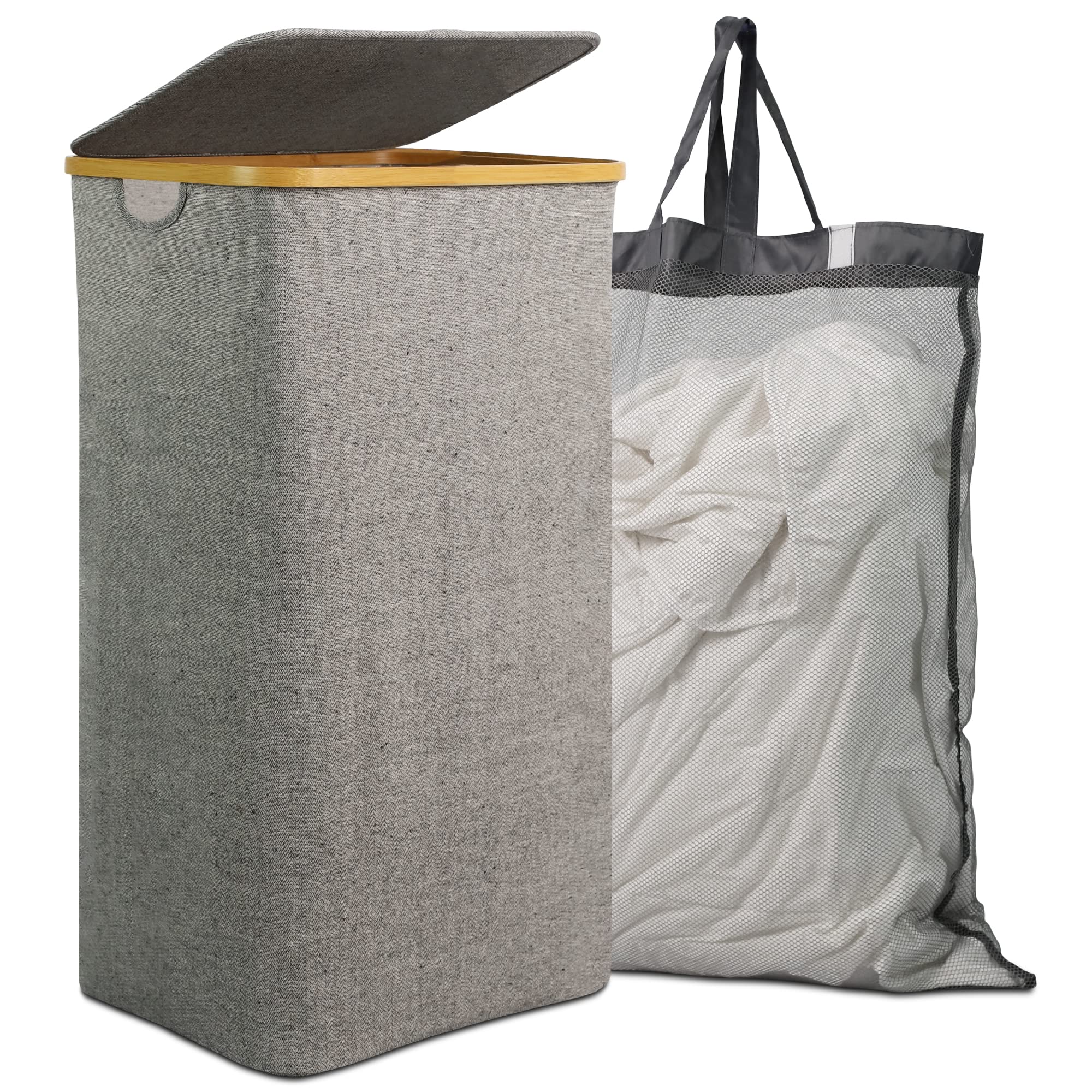 Cesto Portabiancheria 75L Pieghevole - Con Manici, Tessuto Oxford Impermeabile, Per Bagno E Lavanderia - Foto 12