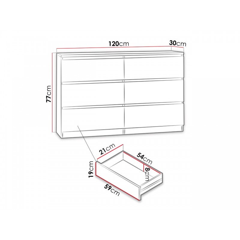 Commode MALWA 120 cm 6 tiroirs Blanc - 3