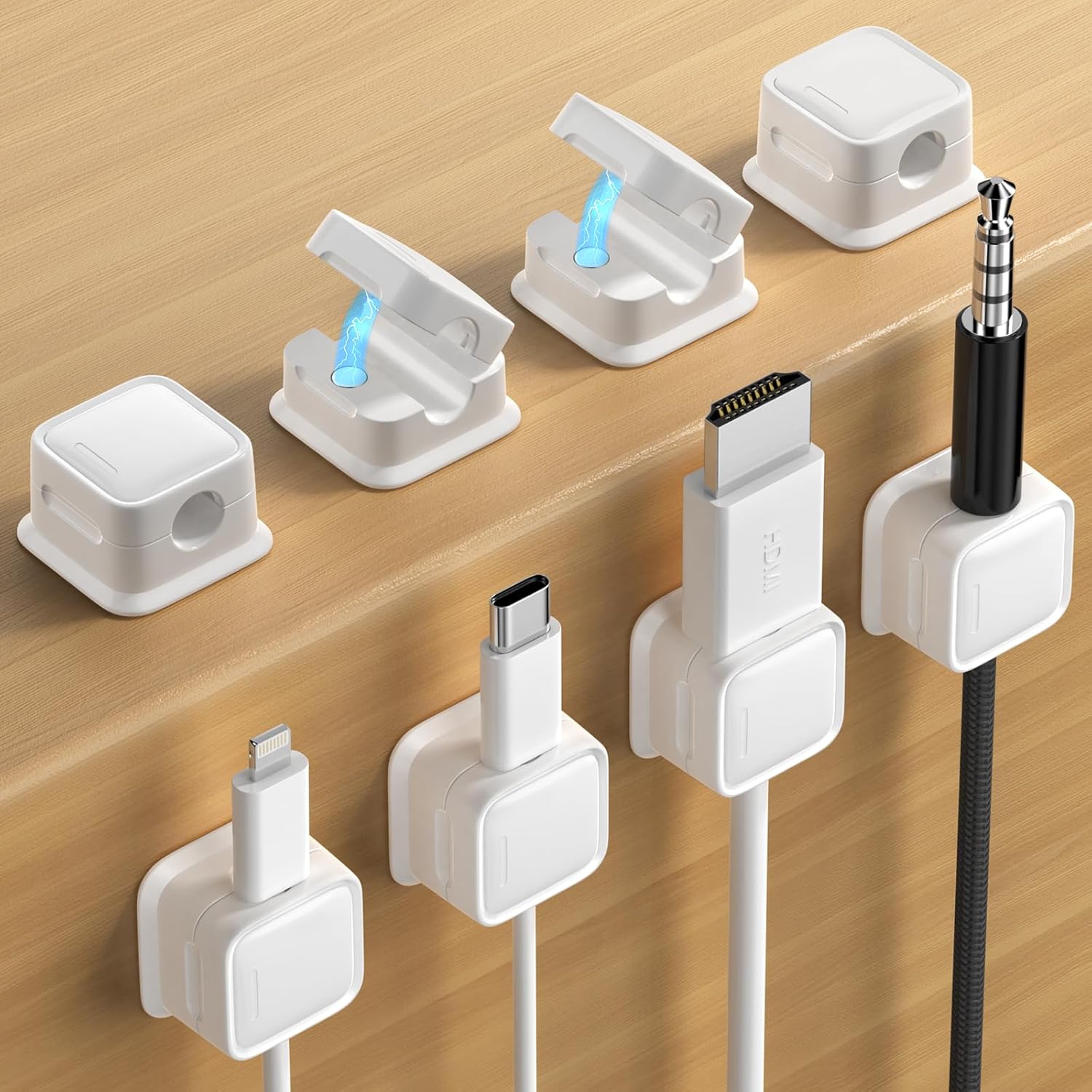 TINGHUI 8 Clip Magnetiche Per Cavi - Organizer Per Scrivania, Comodino E Auto