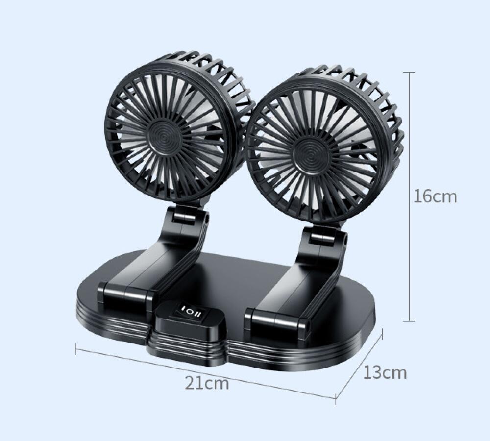 Ventilatore per auto a tre teste, girevole a 360°, tre teste, ventilatore di raffreddamento per auto con 2 velocità, per SUV, camper, ATV, barca, auto (12 V/accendisigari