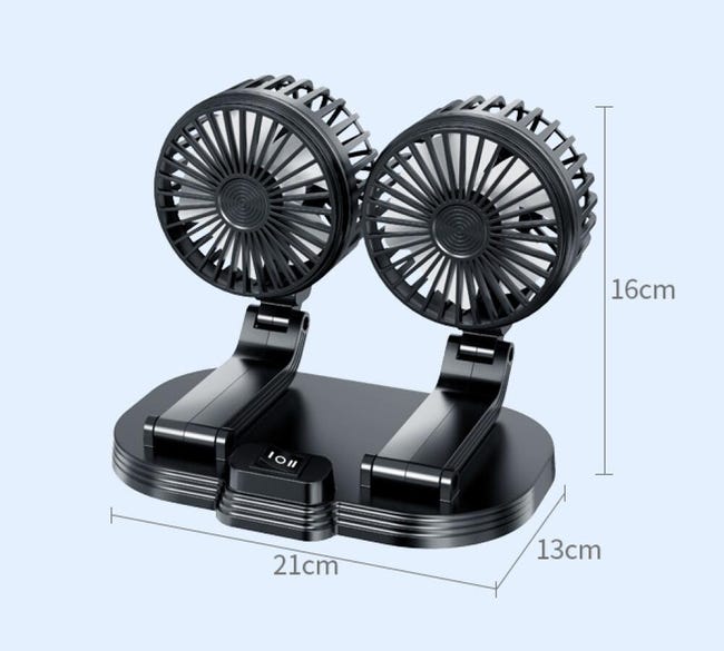 Ventilatore per auto a tre teste, girevole a 360°, tre teste, ventilatore di raffreddamento per auto con 2 velocità, per SUV, camper, ATV, barca, auto (12 V/accendisigari Ventilatore per auto a tre teste, girevole a 360°, tre teste, ventilatore di raffreddamento per auto con 2 velocità, per SUV, camper, ATV, barca, auto (12 V/accendisigari