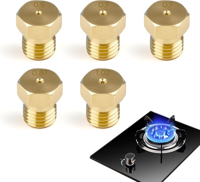 5 Gicleurs Gaz Butane Universels, Injecteurs pour Gazinière, Cuisinière et Plaque de Cuisson, Kit de Conversion Gaz de Ville au Butane