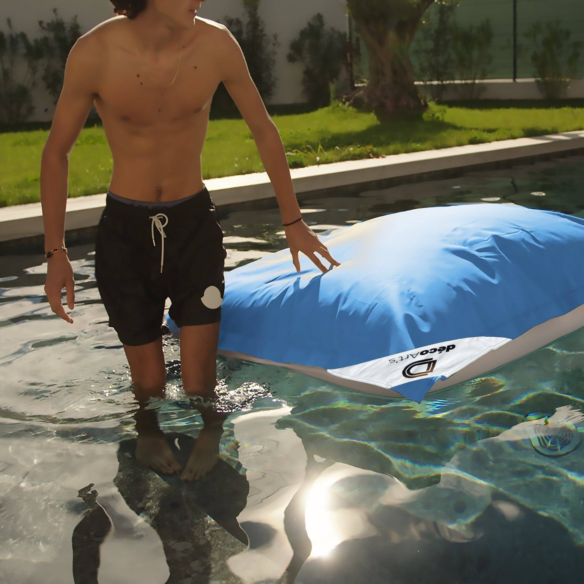 Pouf Géant XXL Déhoussable, Flottant pour Piscine, Deco Arts Bleu pétrole - 5