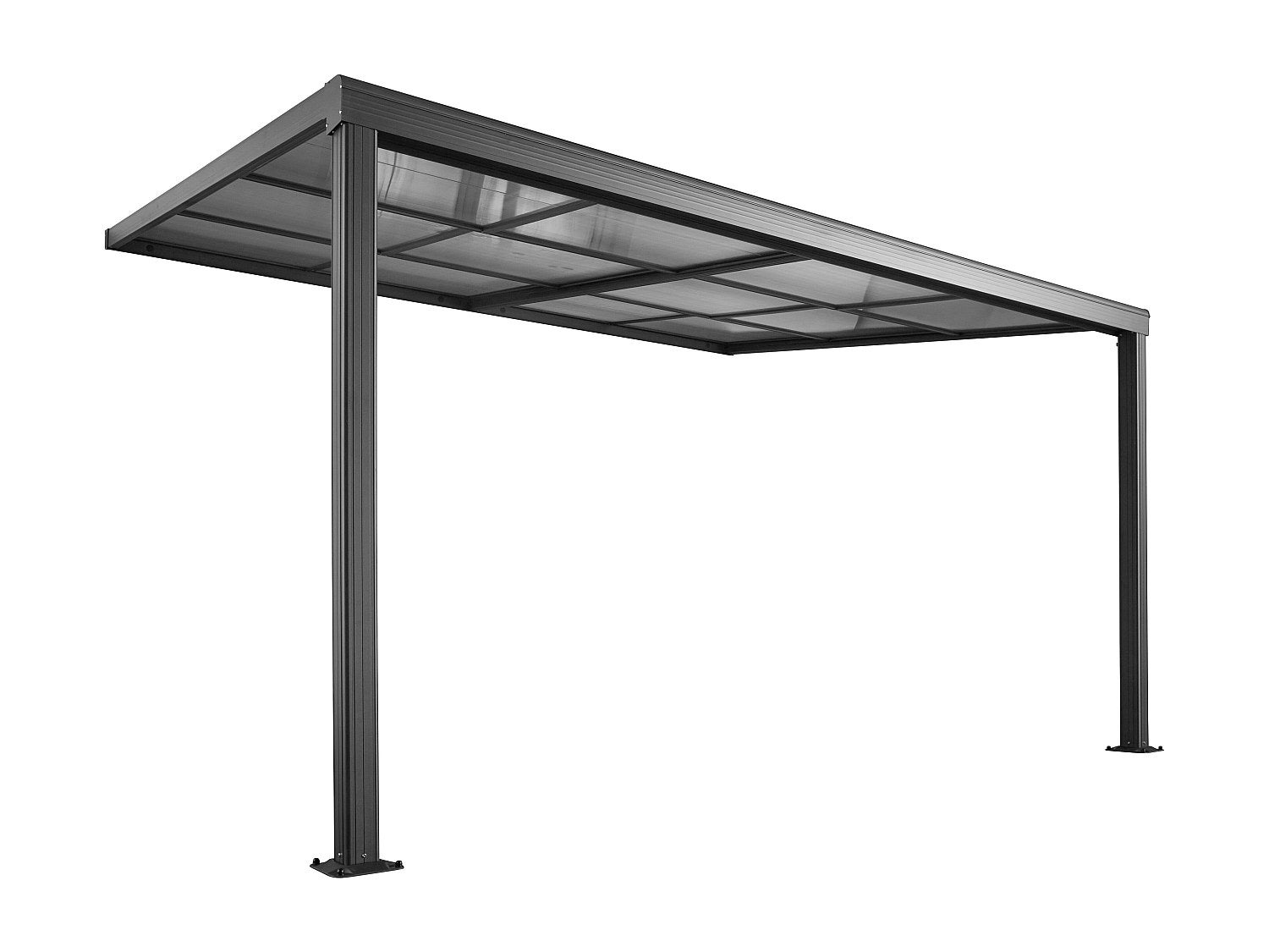 Pergola addossata in alluminio con tetto scorrevole 12 m² Antracite - IZEDA - 4