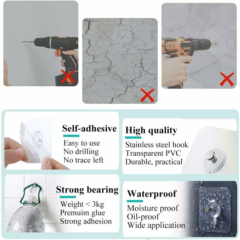 Lot De 20 Adhésif Accroche Tableau Sans Percer, Accroche Cadre Fixation Murale, Attache Cadre Adhesif Crochets Pour Accroche Cadres Photo Photos Peintures 20 86546977