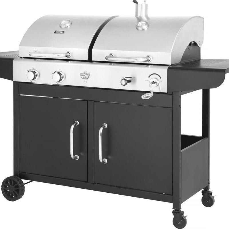 Western 2 w 1 metalowy grill gazowy i na węgiel drzewny - czarny