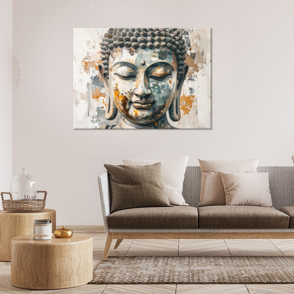 Obraz do salonu sypialni biura, Szary Posąg Buddy Medytacja Zen Spa 60x40 - 2