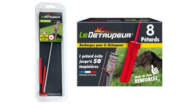 Pack 8 Recharges Piège Detaupeur + 2 Tiges + 1 Palpeur - Utilisables sous la Pluie - Armement en Toute Sécurité - Système Exclusif
