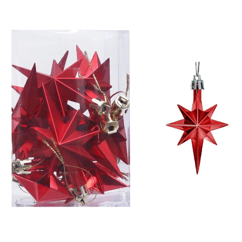 12 decorazioni natalizie galvanizzate da 8 cm - Stella a 8 punte per albero e location - 2