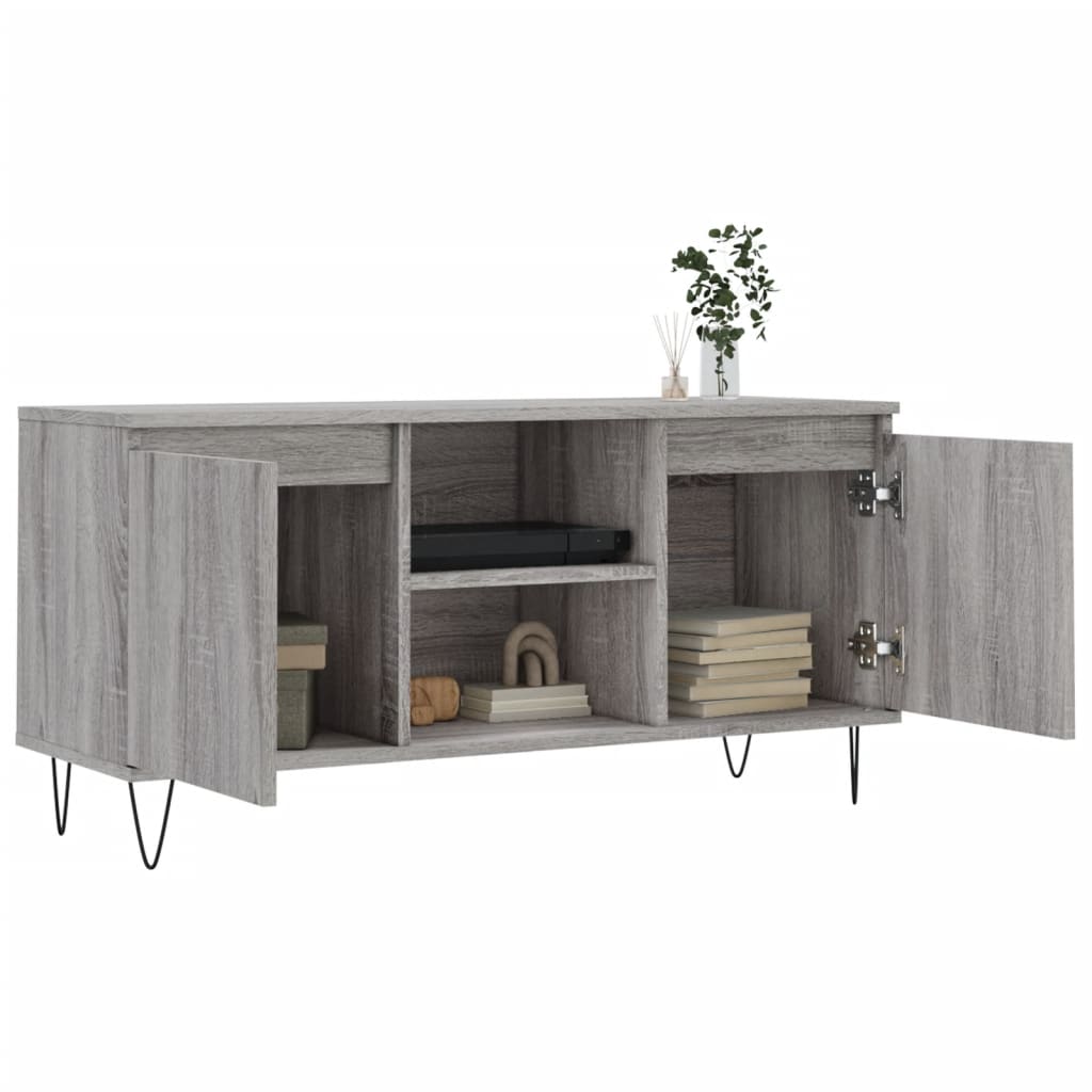 Meuble TV sonoma gris 104x35x50 bois d'ingénierie - 4