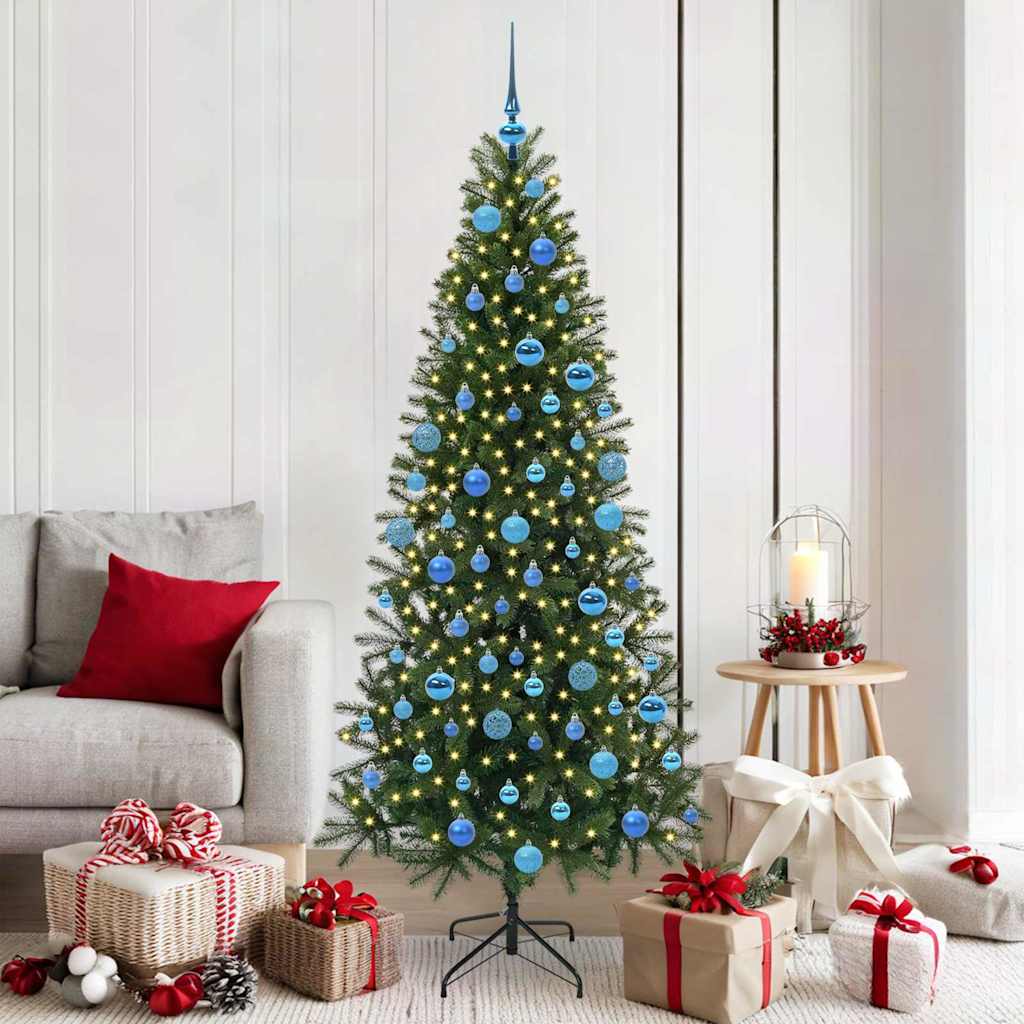 Sztuczna choinka z 300 diodami LED Zielony 180 cm PE i PVC
