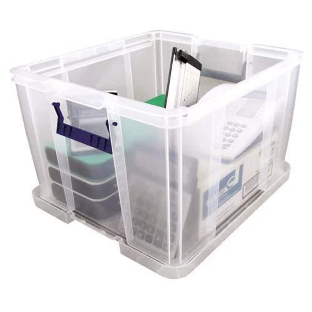 Set 4 Scatole Portaoggetti Bankers Box Prostore 10 Litri - Plastica Trasparente, Impilabili, Con Coperchio, 14x34x21.5 Cm