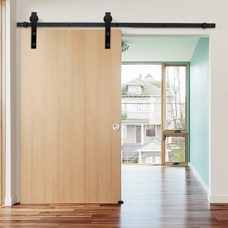 Sistema de puerta corredera Sistema de puerta corredera Polea Herrajes para puerta corredera Manija de puerta corredera—Rayas—244 cm - 4