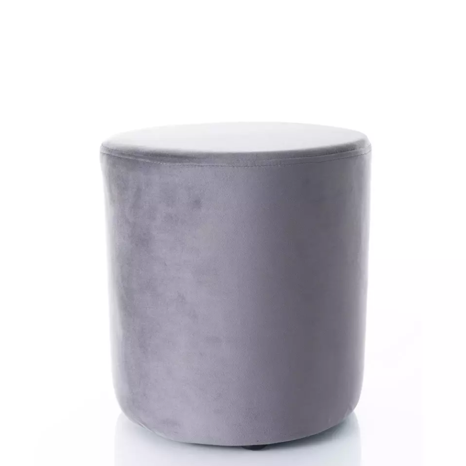 Pouf rond en velours 38 x 42 cm gris foncé DELTA | Leroy Merlin