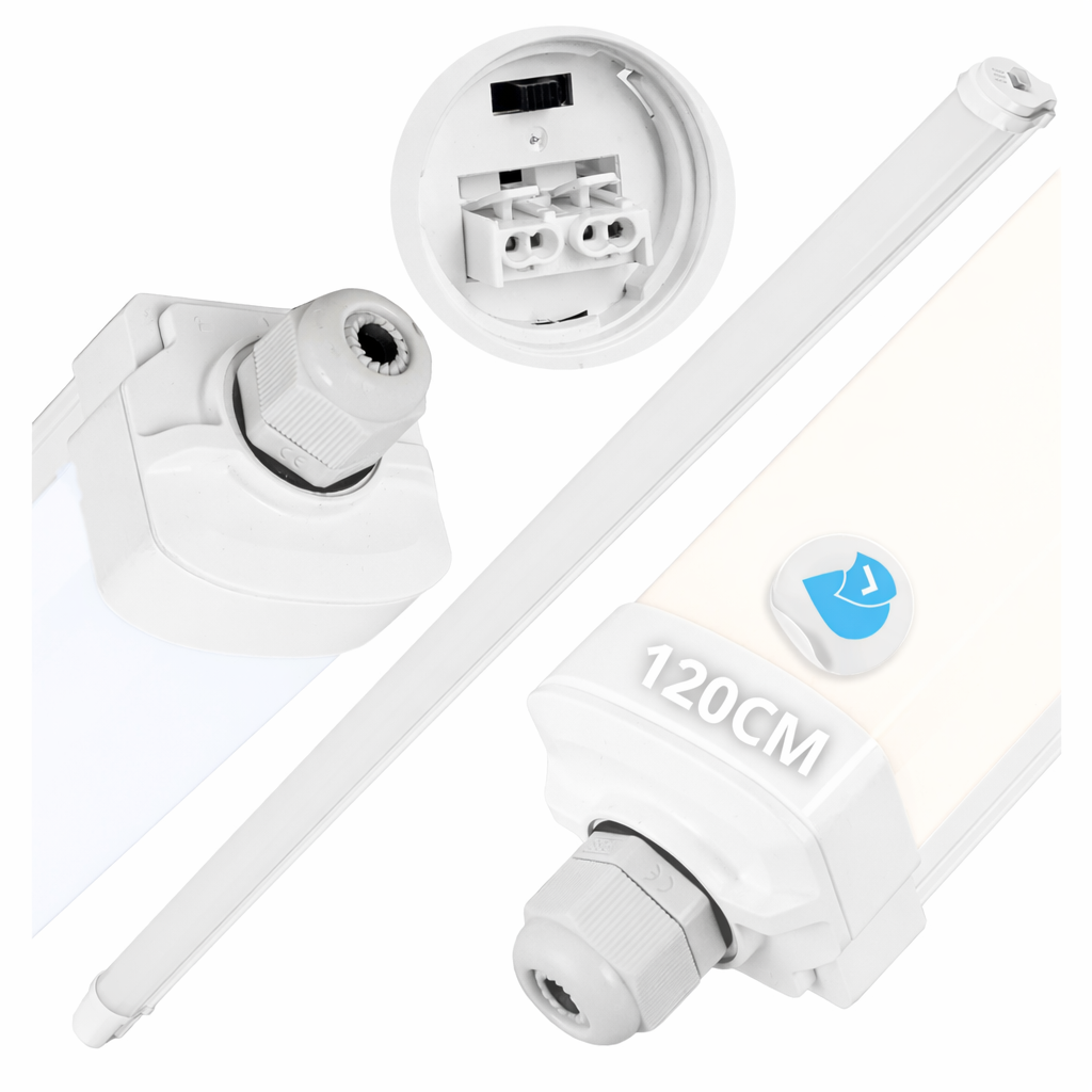 Oprawa hermetyczna sufitowa LED 120cm IP65 Wodoodporna 3 BARWY ŚWIATŁA 40W do garażu warsztatu - LEDHOFF