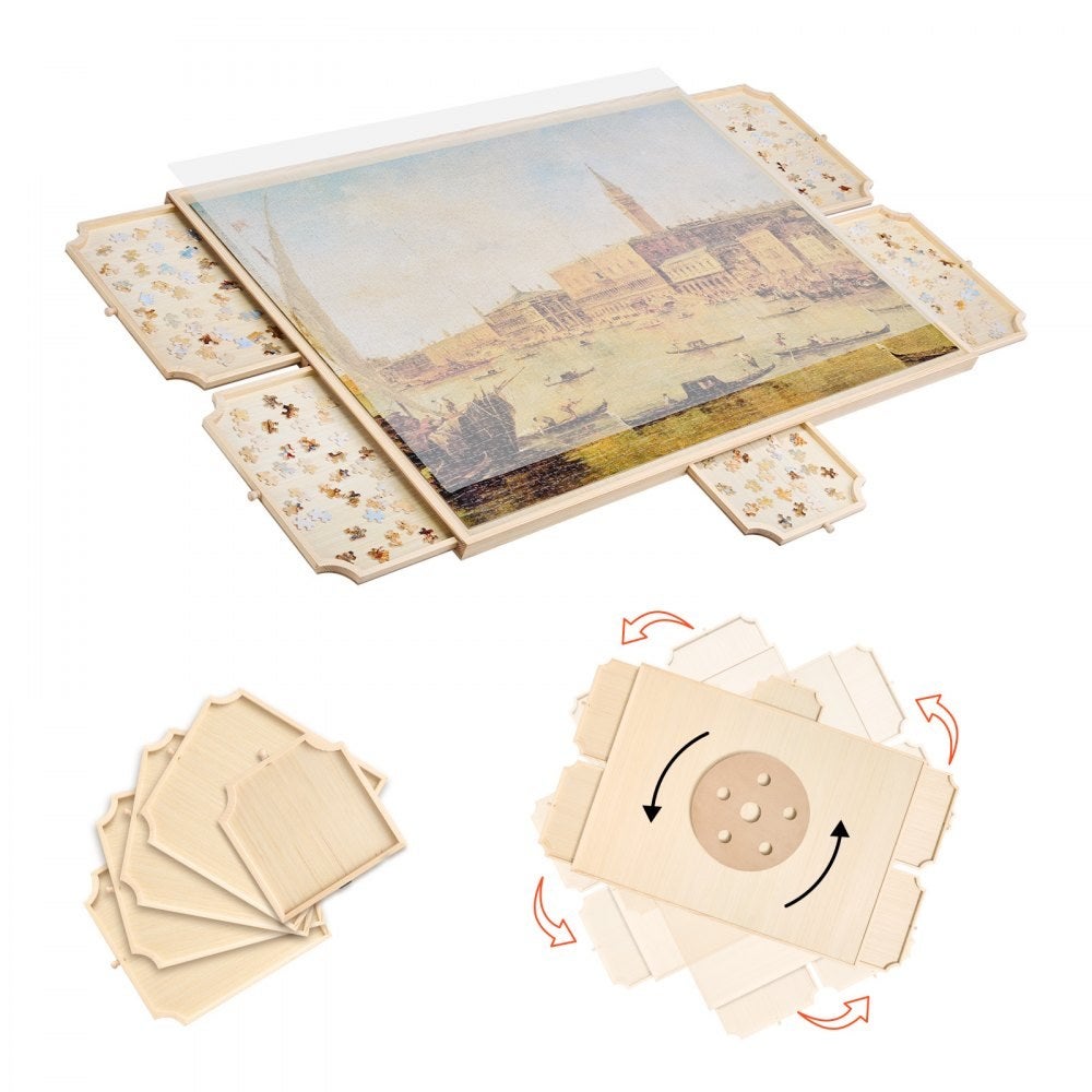 Essenza Mesa Para Puzzle Giratoria, Tapa Transparente De Pp, 5 Cajones, Madera De Pino, 102X74cm, Para 2000 Piezas, Para Montar Y Guardar Puzzles En Casa , Leroy Merlin
