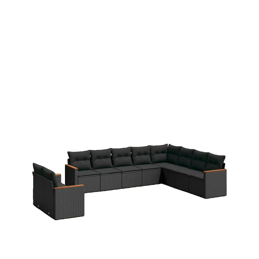 Zestaw mebli ogrodowych vidaXL 10 szt rattan czarny modułowy