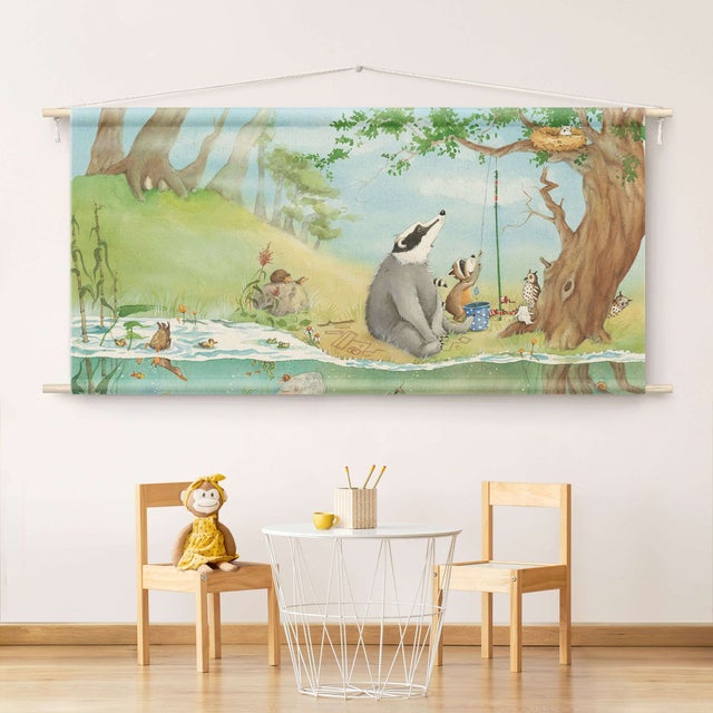 Tenture murale - Wassili le raton laveur - Un ascenseur pour Elsa 200 x 100 cm