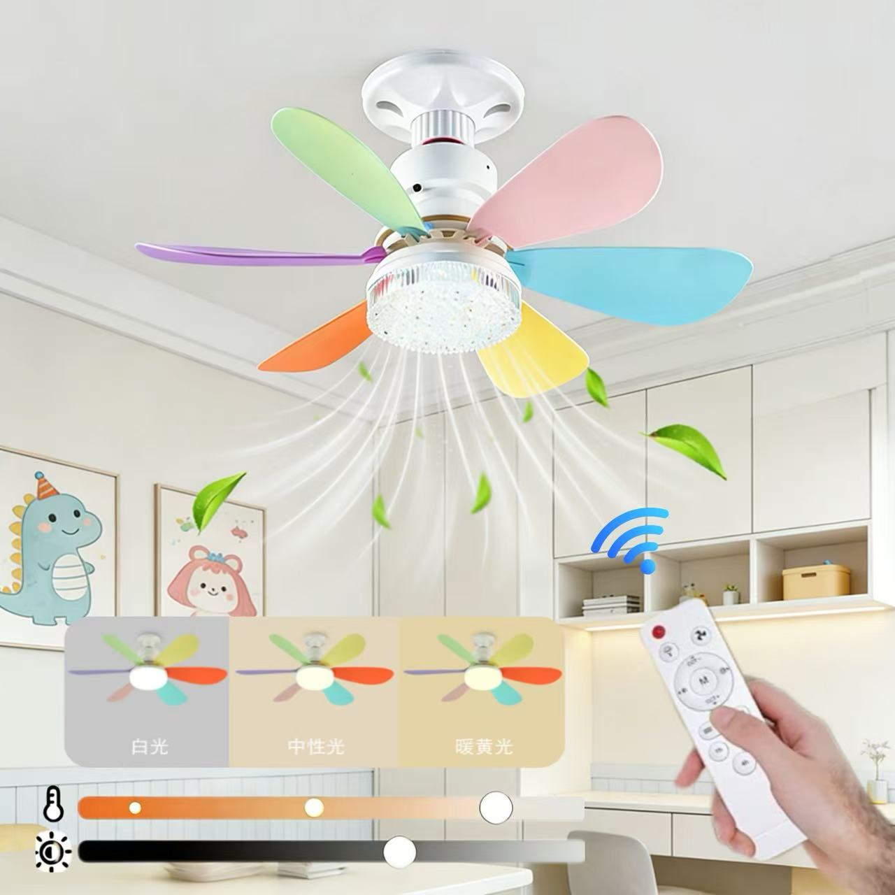 Ventilatore Da Soffitto Leroy Merlin Ventilatore Da Soffitto Mini Con Telecomando, 3 Pale, Luce A Cambio Colore, 18W, 6 Velocità, Colore Bianco Ventilatore A Pale 60 Cm