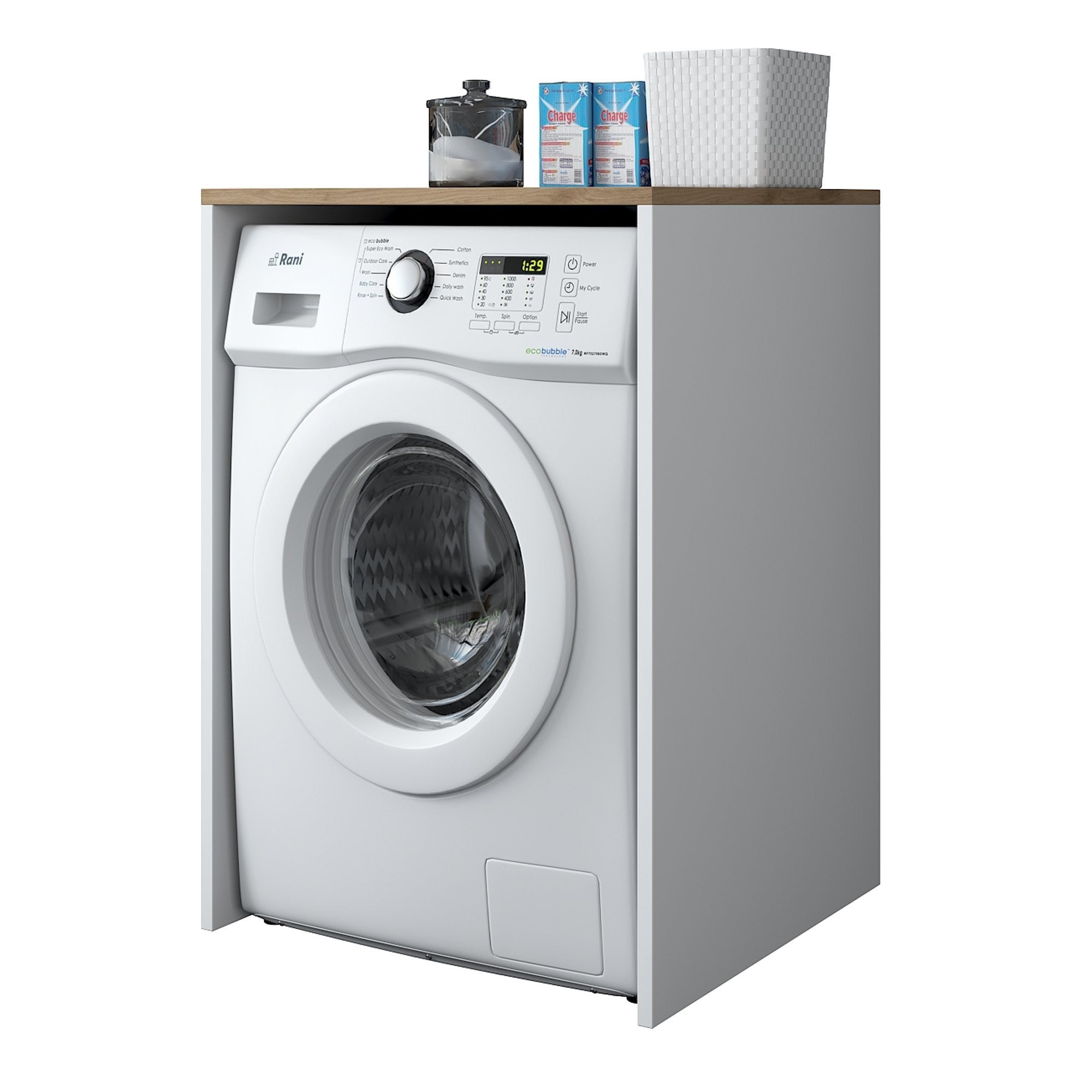 Mueble de lavadora KD103-2341 blanco nogal Krosi Decor - 6