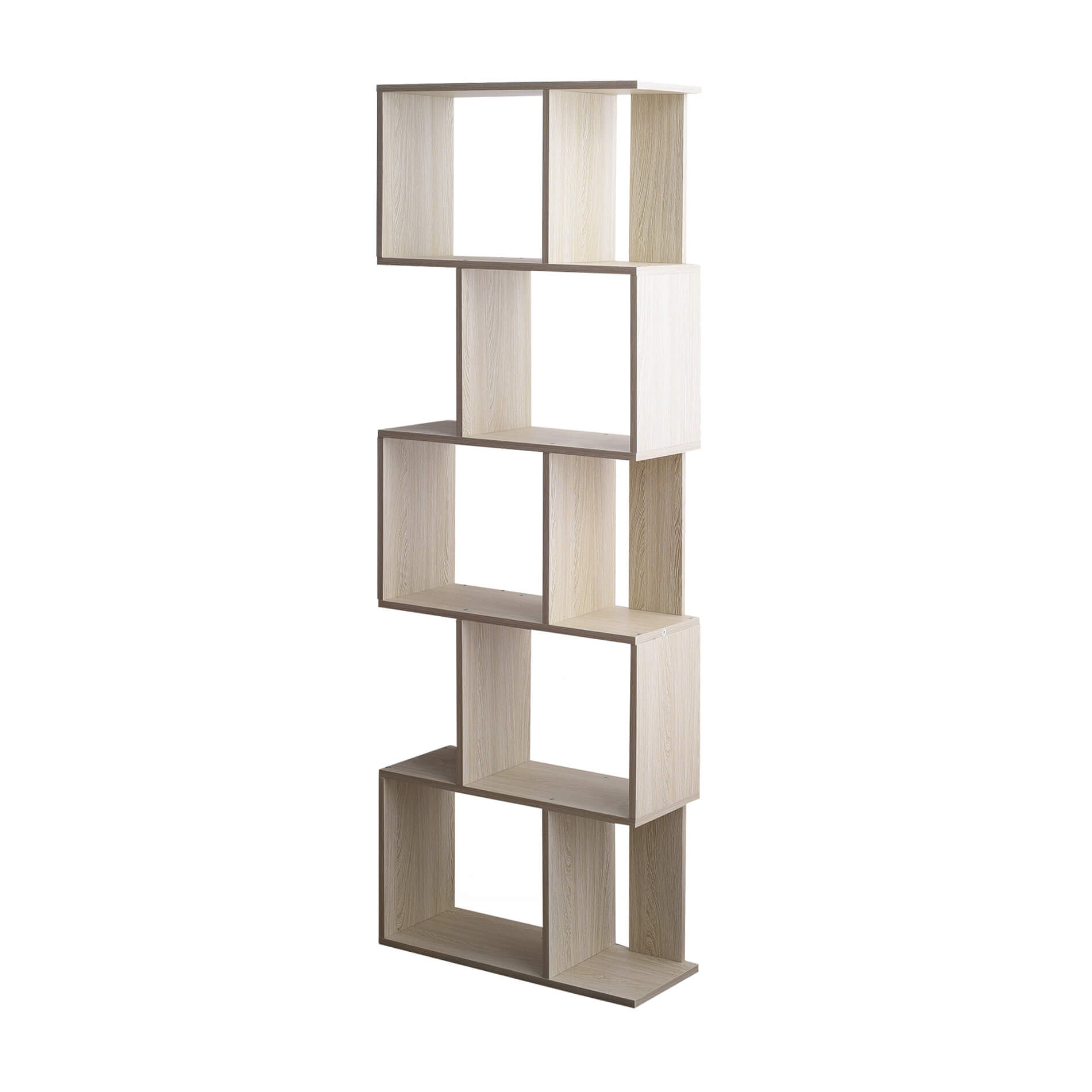 Scaffale Libreria Mobili Rebecca 5 Ripiani Abete Sbiancato Mdf Sala 169x60x24 - 6