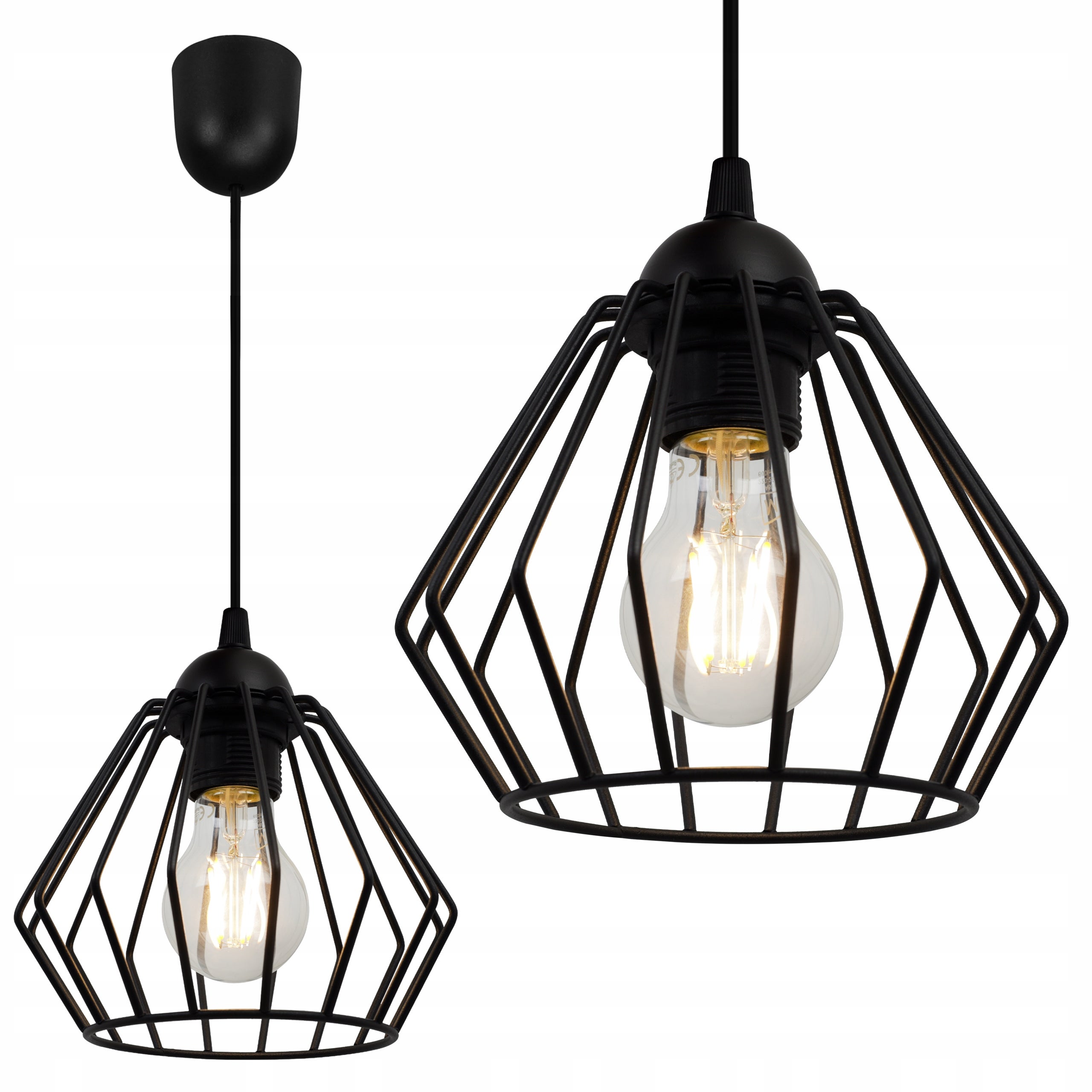 Lampa sufitowa wisząca Nuvola boho 1xE27 abażur diament druciak czarny Light Home LH