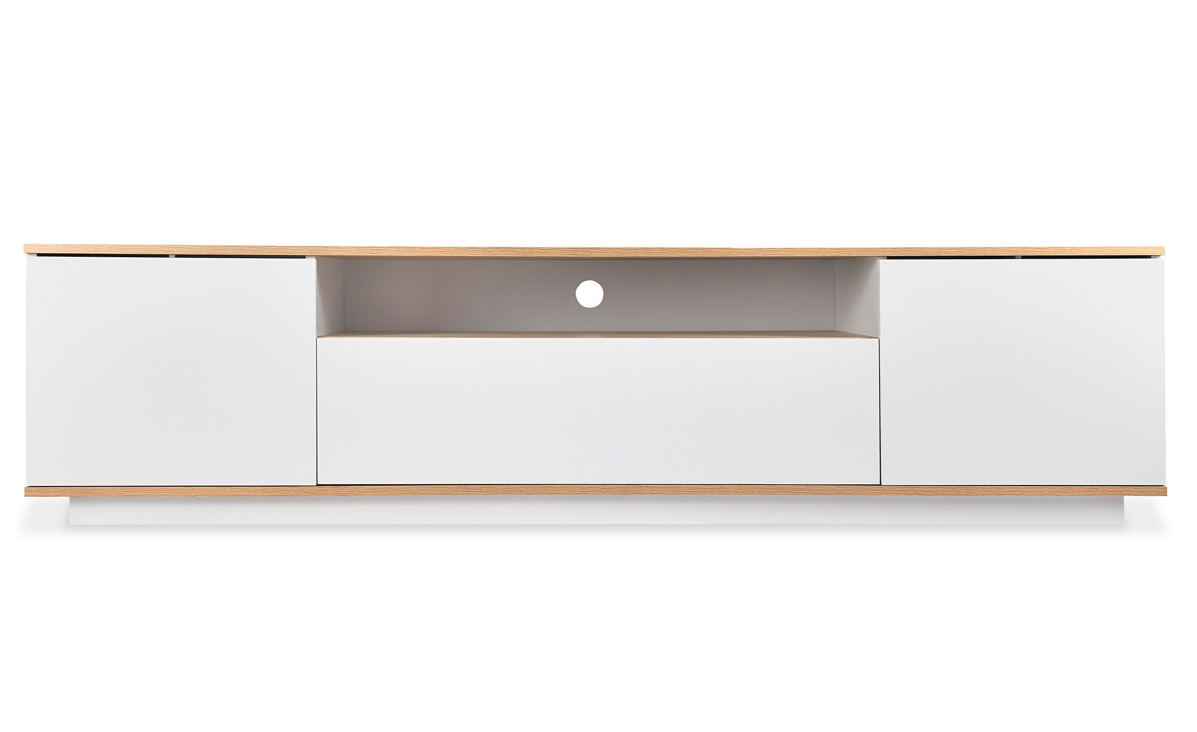 Meuble TV au design linéaire Iliade L180cm Bois clair et Blanc - 2