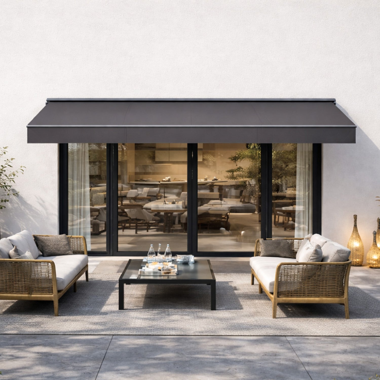 Store banne manuel 2,95 x 2,5 m en aluminium avec toile gris ADRO - 3
