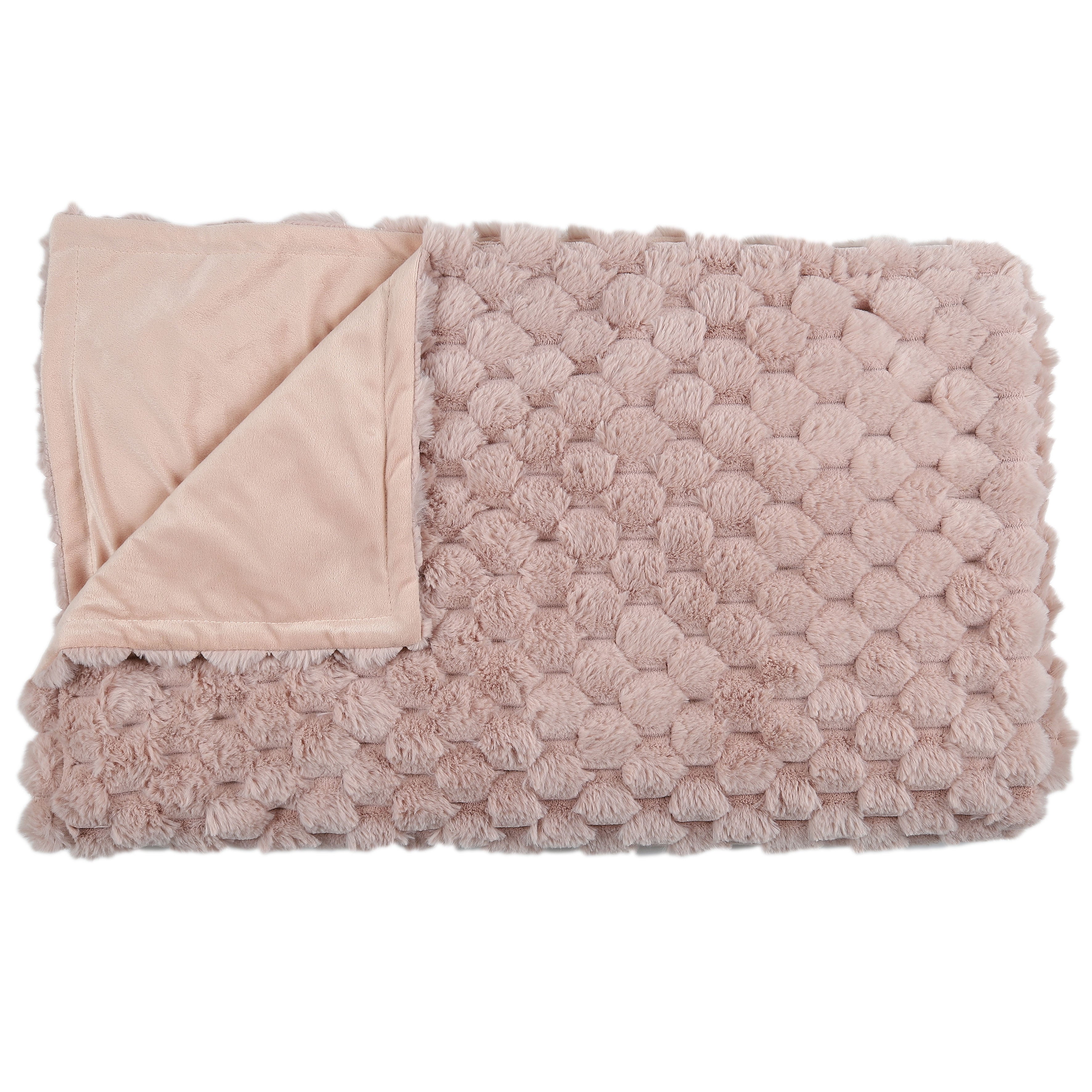 Plaid - HOME DECO FACTORY - Opulence - Imitation Fourrure - Rose - 2