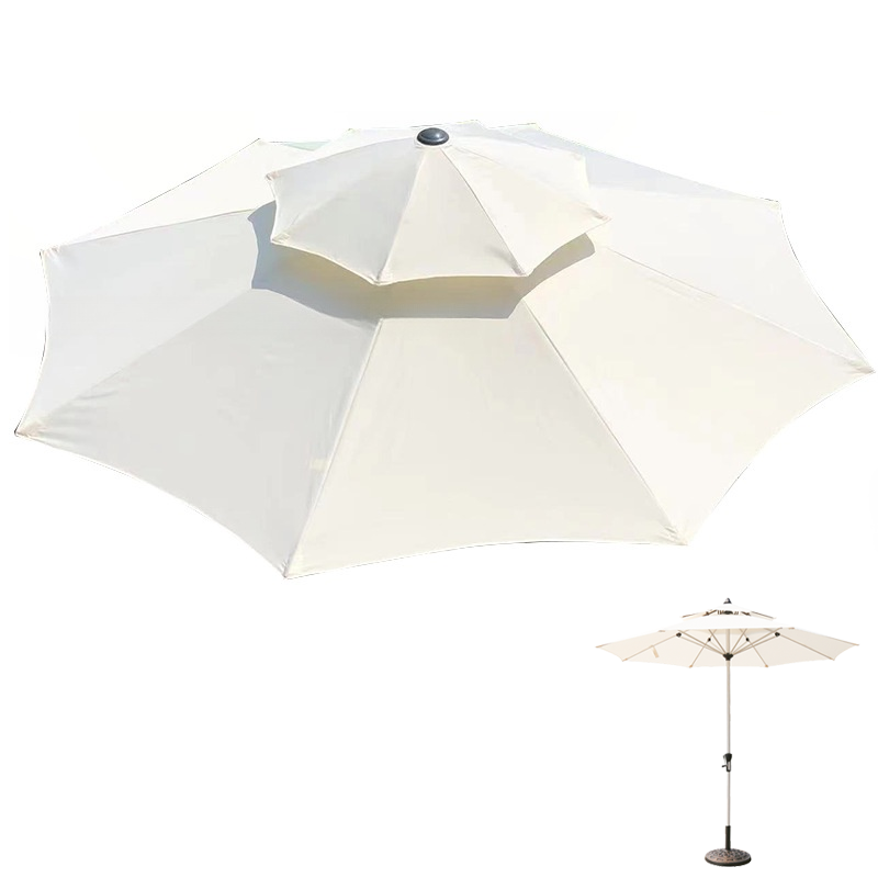 Płótno zamienne do parasola dwuwarstwowego, ochrona UV, wodoodporne, płótno do parasola z 8 prętami, beżowe (tylko płótno do parasola, 3 m)