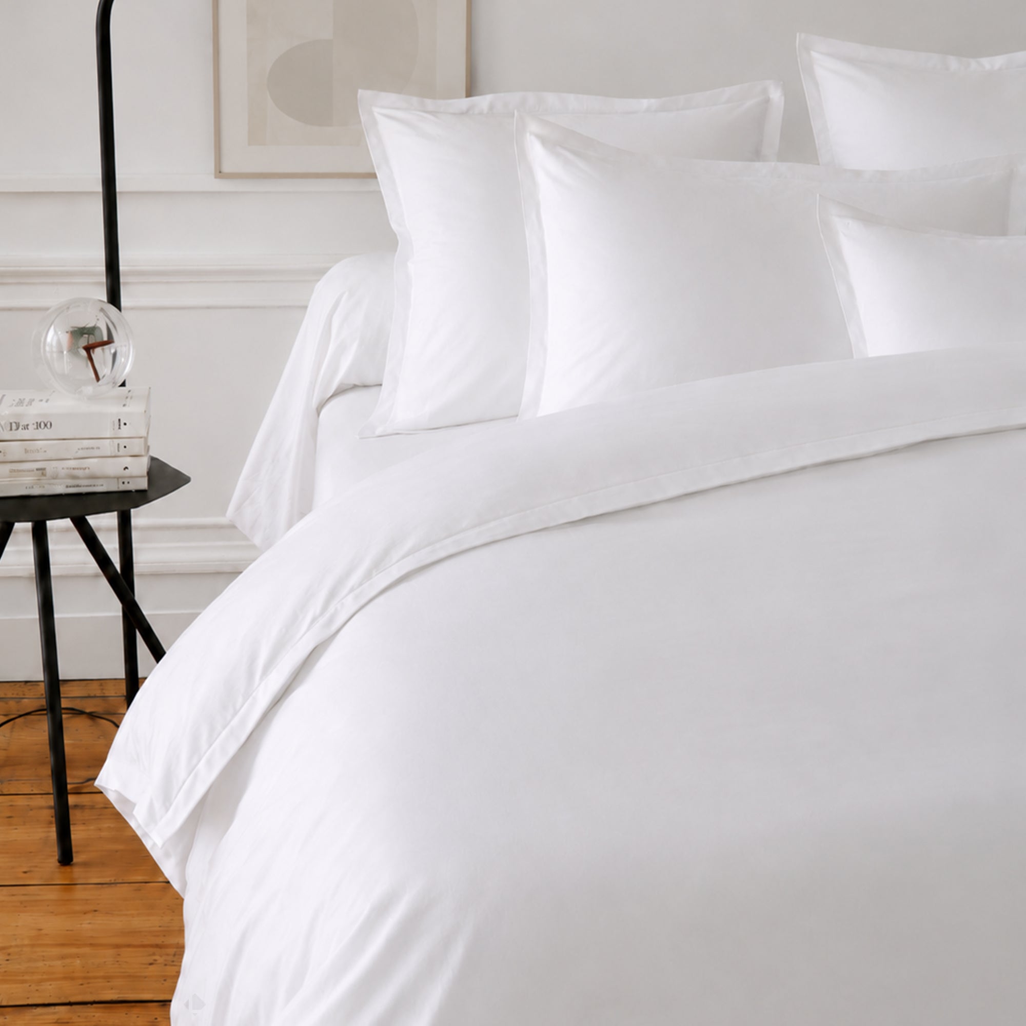 Drap housse uni 180x210 cm bonnet 40 cm coton ALTO Blanc - 2