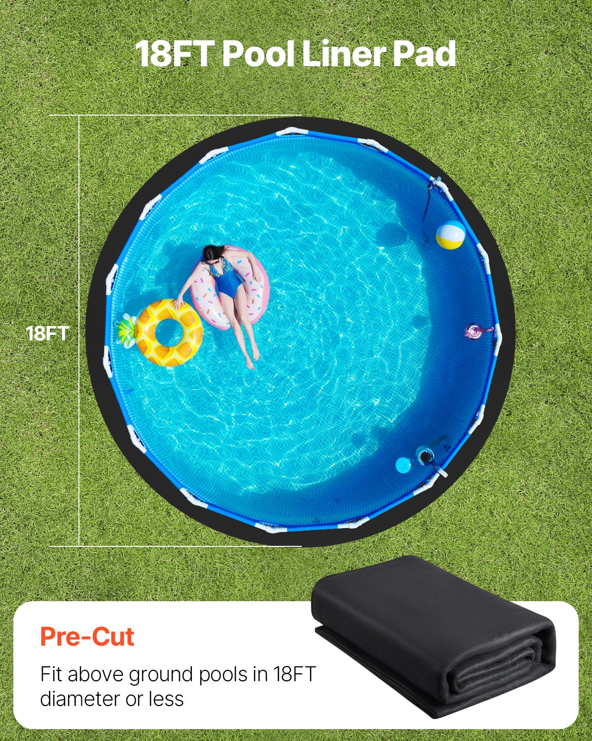 Tapis de Sol Piscine 550 cm,VEVOR Tapis Géotextile Extra-épais,Protection pour Piscines Hors Sol Rond,Installation Facile,Découpe Simple - 5