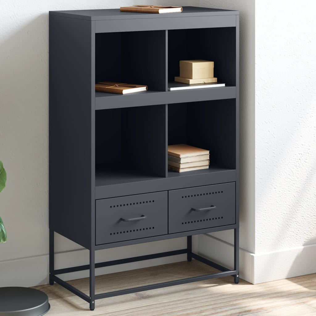 Buffet Haut | Meuble De Rangement | Bahut Gris Béton 40x41x185 Cm Bois