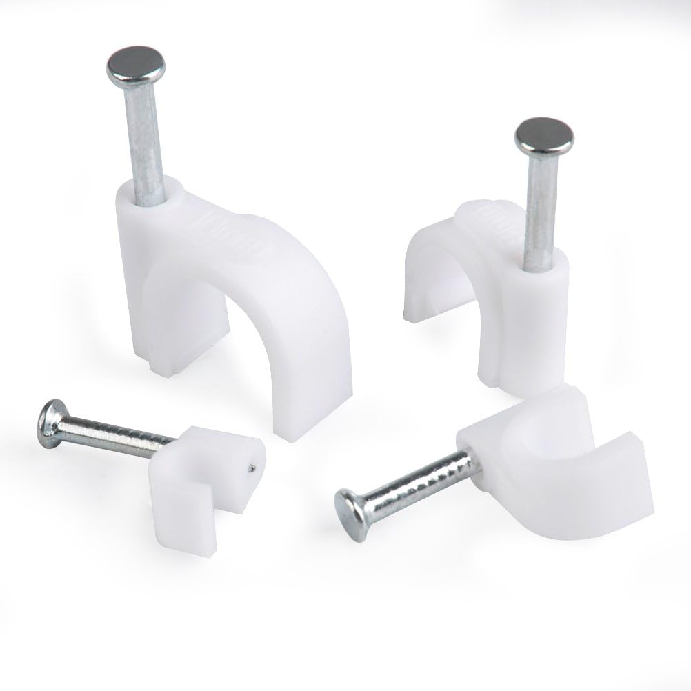 Zestaw 400 klipsów do paznokci - Klipsy okrągłe do kabli i przewodów o średnicy 4 mm, 6 mm, 8 mm i 10 mm (białe) - 4