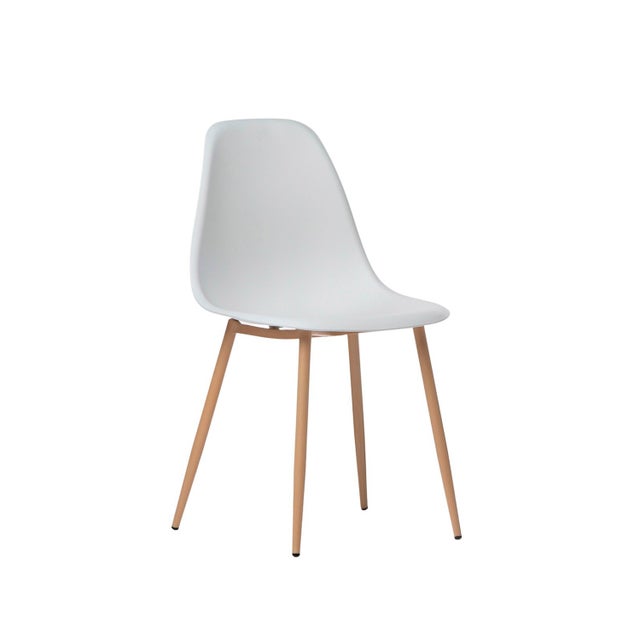 Chaise en polypropylène blanc avec pied naturel Nina