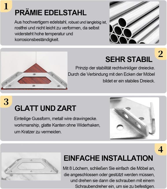 Connettore Angolare In Acciaio Inox, Ampio Angolo Di Trave, Ideale - Foto 2