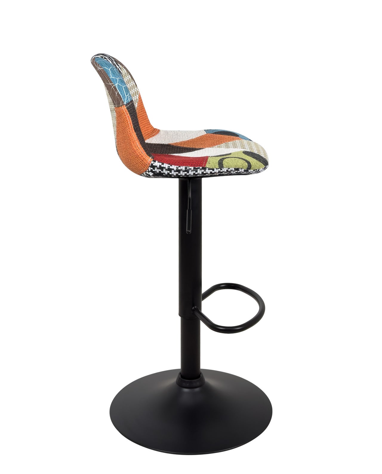 Lot 2 tabourets de bar design siège rembourré patchwork multicolore tissu, pivotant, hauteur réglable SIG (patchwork ) - 4