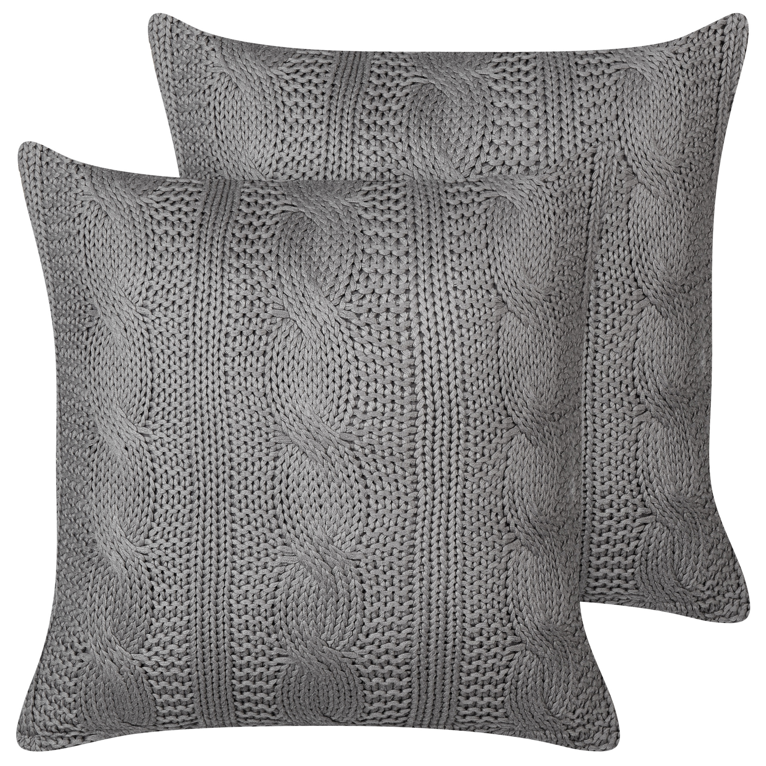 Beliani conjunto de 2 cojines decorativos constylis algodón 45 x 45 cm gris oscuro liso
